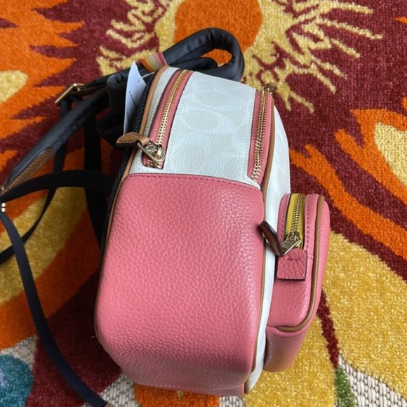 Coach Mini Court Backpack In Signature Canvas With Butterfly Chalk / Taffy Multi - Picture 12 of 16